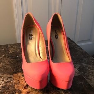 Salmon/hot pink heels size 7